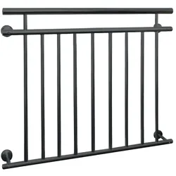 ECD Germany Französischer Balkon 90x128 cm Anthrazit matt | 9 Füllstäbe, Stahl pulverbeschichtet, Balkongeländer Fenstergitter