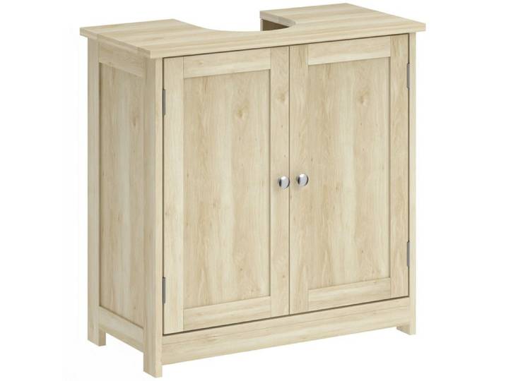 Meuble Salle de Bain sous Lavabo Meuble sous-Vasque Placard 2 Portes avec Étagère 60x30x60cm Chêne