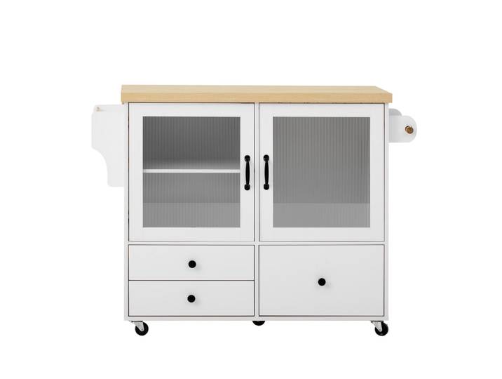 Îlot de cuisine mobile avec plateau extensible et rangements