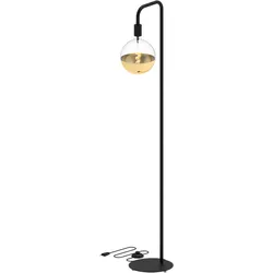 Calex | U-Line Stehleuchte | Schwarz | E27 Fassung | Mit An/Aus Schalter | Max. 1x60W | H155cm | 180cm Kabel