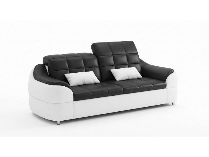 JVmoebel 2-Sitzer 2-Sitzer Ledersofa Modern Schwarz Weiß Elegant LED Ablage Komfort *, 1 Teile, Made in Europa
