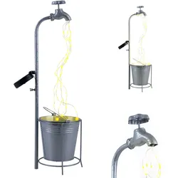 Solarlampe Wasserhahn 30x LED Gartendeko Außenlampe Terrassenlampe, Metall Kunststoff silber, warmweiß, LxH 17x62 cm