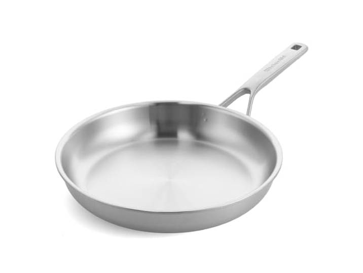 KitchenAid MultiPly 3PLY PFAS-freie 24 cm Bratpfanne aus Edelstahl, Dreifach, Multiclad, Induktion, Backofenfest bis 220°C, Spülmaschinenfest, Silber