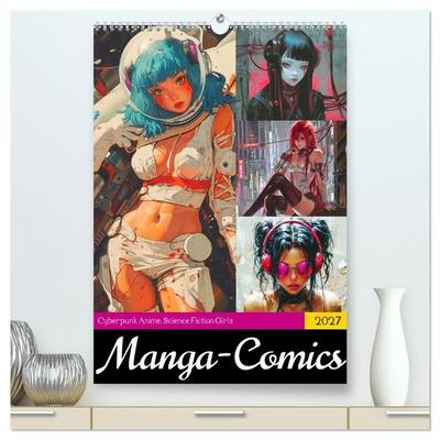 Manga-Comics. Cyberpunk Anime. Science Fiction Girls (hochwertiger Premium Wandkalender 2027 DIN A2 hoch), Kunstdruck in Hochglanz