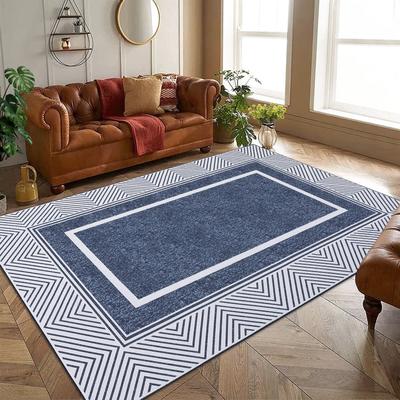 Garvee Machine Washable Chevron Bordered Stripes Area Rug
