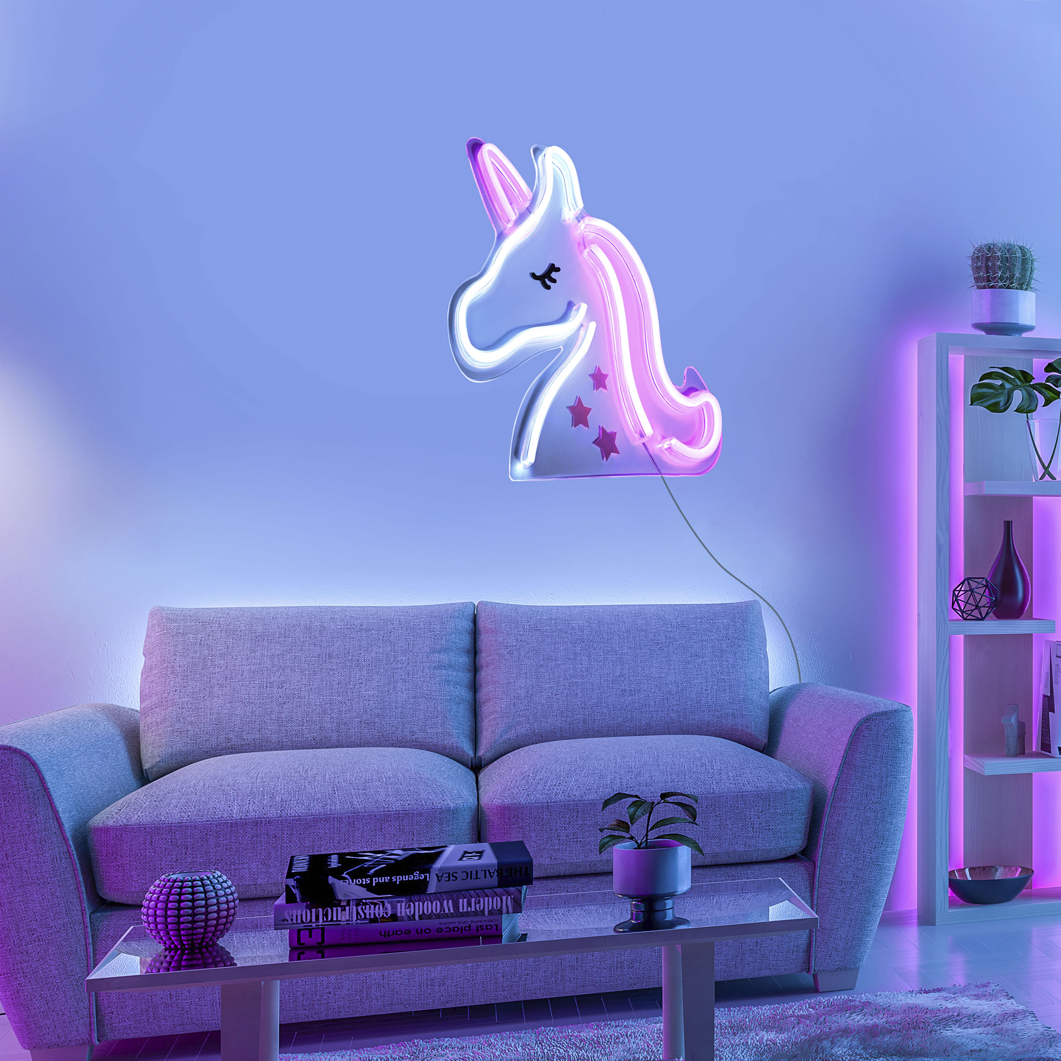 JUST LIGHT LED Wandleuchte "NEON-UNICO", bunt (mehrfarbig), 1, 1 Stk., Leuchten, LED Wandleuchte