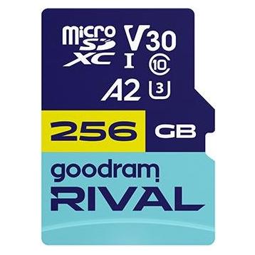 Goodram microSDXC 256GB V30 A2 UHS I U3 RIVAL + adapter (256 GB, microSDXC, U3, UHS-I) (GGSM2AA-2560R12)