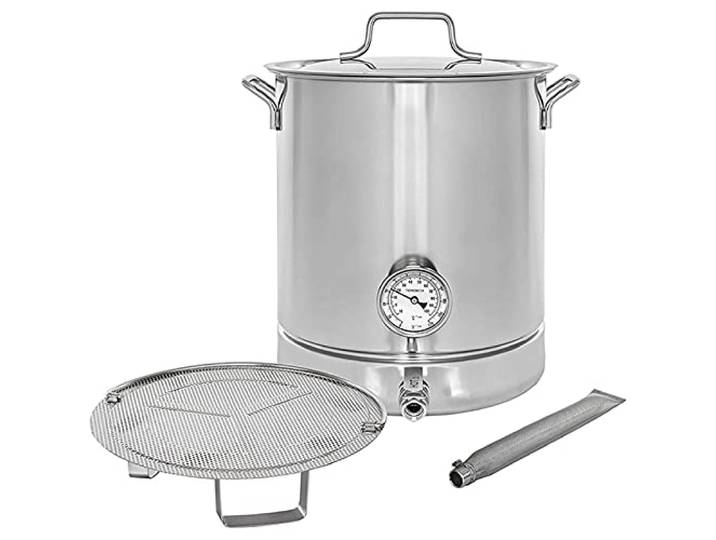 Wasserkocher Rostfreier Stahl Home Brew Suppentopf Kochgeschirr Suppentopf Mit Deckel Und Thermometer Zum Brauen Kochen Und Kochen Wasserkocher Suppentopf (30L)