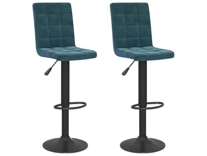 POUFGDR Barhocker, Samt, Blau, 2 Stück, drehbar, höhenverstellbar Robuster Stahlrahmen, integrierte Fußstütze, Gasheben, 360° drehbar, Belastung 110 kg