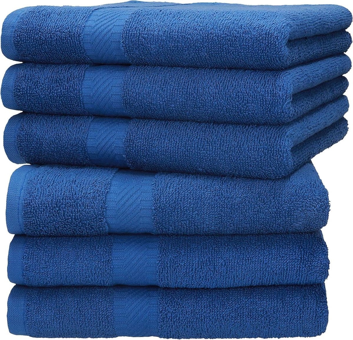 Set van 6 blauwe katoenen handdoeken voor volwassenen