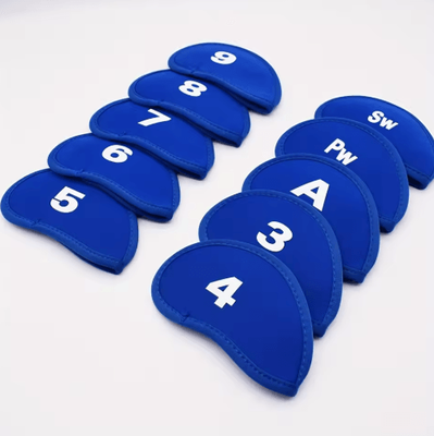 Inspire Picks 10 Piece Golf Iron Head Cover Set Portable Protective Covers For Golf Clubs blue