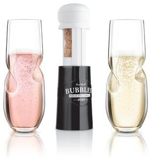 Final Touch Bubbles Champagne Glass Set with Opener - 10 oz