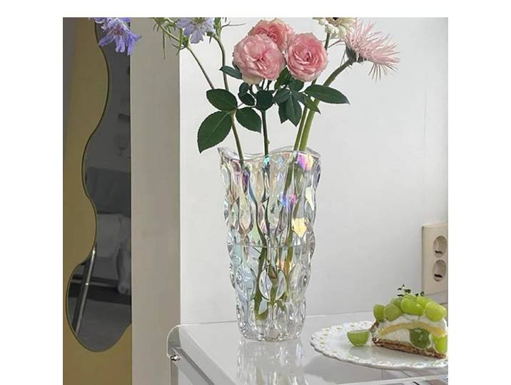 Vase en verre à relief cristallin multicolore, pots de fleurs hydroponiques, arrangement décoratif, décoration de bureau, vases floraux