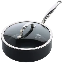 Greenpan Barcelona Pro Stoofpan met keramische antikleeflaag met deksel 24 cm, Pfanne + Kochtopf, Schwarz
