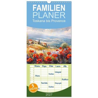 Familienplaner 2027 - Toskana bis Provence mit 5 Spalten (Wandkalender, 21 x 45 cm) CALVENDO