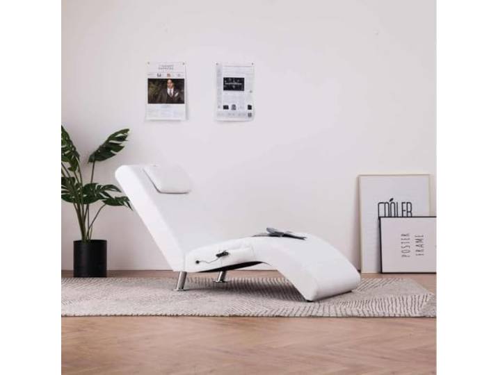 LPERTGFHU Massage-Chaiselongue, Kunstleder-Liege mit Heizfunktion Inklusive 5 Massagemodi, Ergonomisches Design, Robuste verzinkte Stahlbeine