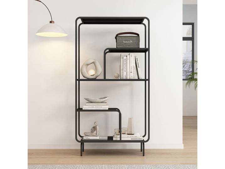 Bibliothèque Færder acier 145 x 76 x 33 cm noir