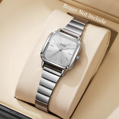 Friendly Fresh Finds Luxury Ultra Thin Quartz Womens Wristwatch Fashion Square Design With Elegant Strap white