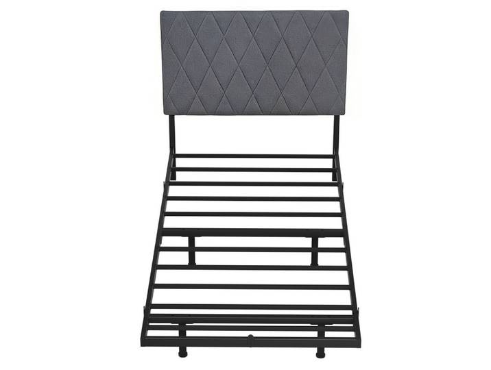 GLIESE POWER Polsterbett 90x200 cm – mit Kopfteil, Stahlrahmen & 160 kg Tragkraft (Einzelbett), Metallbett, Bettrahmen, hochtragfähig
