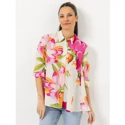 STEFFEN SCHRAUT Bluse Capri, 3/4 Arm Hemdkragen Rafffung am Ärmel leger weit