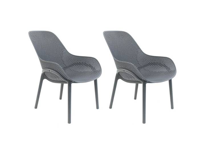 MONICA - Lot de 2 Fauteuils Coque Plastique Grise