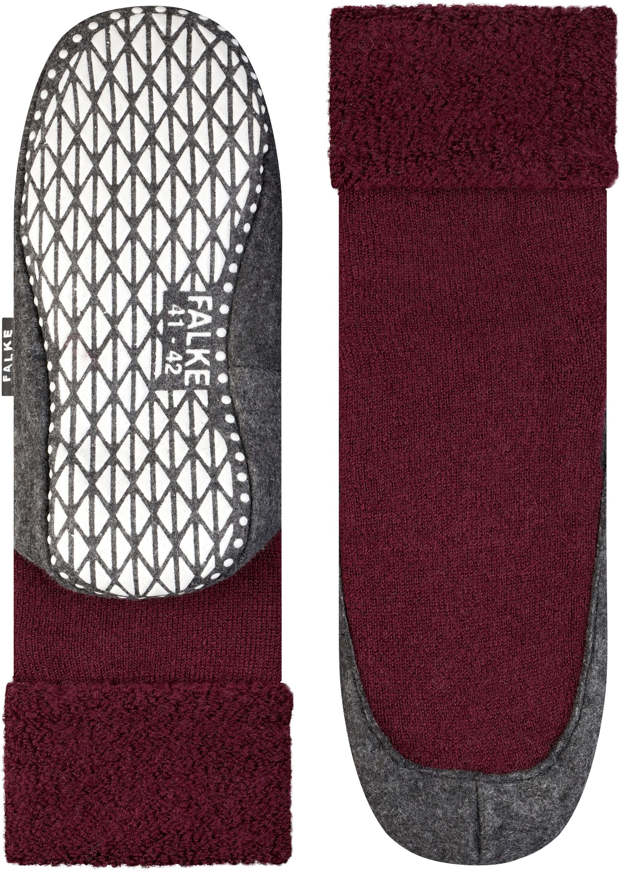 Haussocken FALKE "Cosyshoe", Herren, Gr. 37-38, Sockengrösse, rot (barolo), Merinowolle, Polyamid, normal, Socken Haussocken, mit Merinowolle & rutschhemmender Sohle, atmungsaktiv barolo 37-38, Sockengrösse