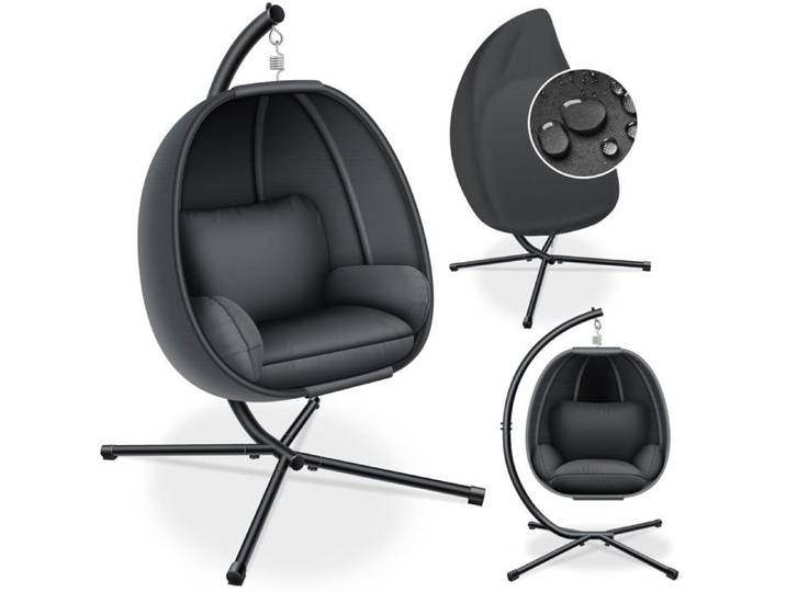Fauteuil suspendu anthracite - KESSER - Structure en acier avec revêtement en poudre