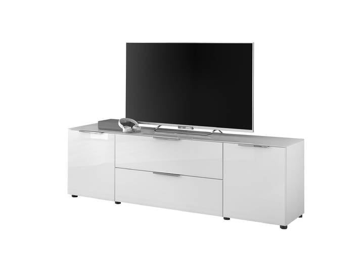 TV-Lowboard weiß - Glasfront - 180 cm - SANTORIN