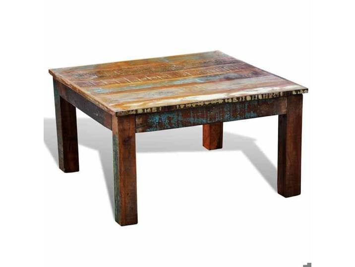 {Brun}Table moderne - Table basse salon - carrée Bois de récupération - Cadre robuste_6805