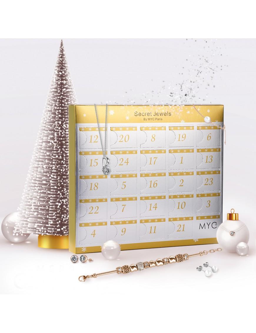 Adventskalender 13 juwelen en 11 parels - Zilver en Oostenrijks kristal