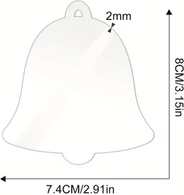 Uplift Curations 10Pcs Clear Acrylic Christmas Ornaments DIY Holiday Decorations & Blank Acrylic Hanging Ornaments For Crafts 10pcs Bell