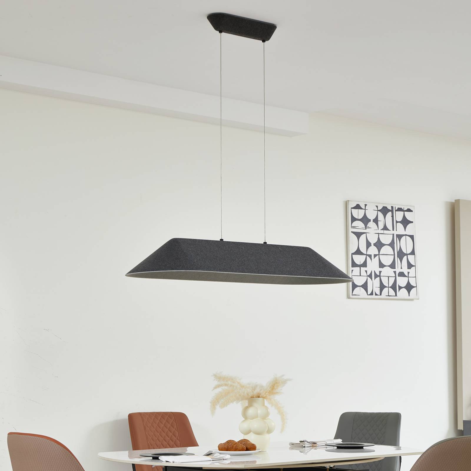 Hängelampe Naelle Lucande, dimmbar, schwarz, für Wohn- / Esszimmer, Textil / Stoff / Seide, Modern