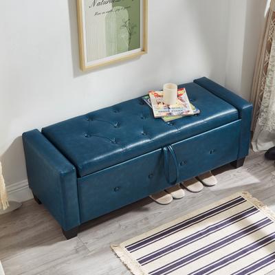 Modern Upholstered Storage Ottoman Bench with Tufted Faux Leather and Flip Top by GDFStudio