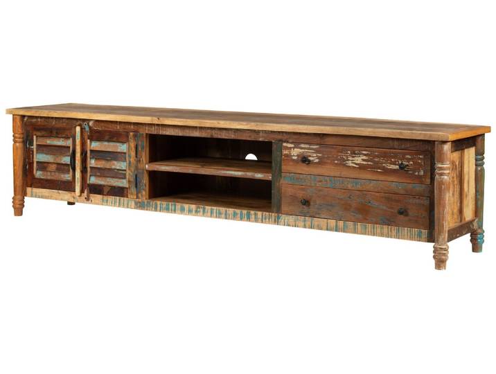 Meuble TV en Bois de récupération 240x50x55 multicolore laqué FABLE #35
