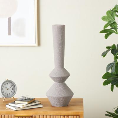 ARCILLA ELEMENTAL Dark Gray Metal Art Deco Fluted Decorative Vase