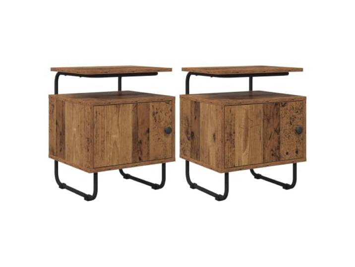 fsahslih Nachttisch 2er Set Beistelltisch Altholz-Optik 40x36.5x50 cm Praktischer Schlafzimmerschrank mit Fach und Tür. Die bodenschonenden Füße schützen Holz- und Fliesenböden zuverlässig.