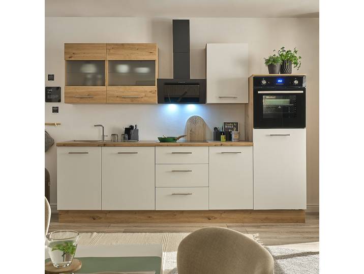 Küchenzeile Turrida 280 cm 280 x 218 x 60cm Weiß/Matt Weiß ohne Elektrogeräte