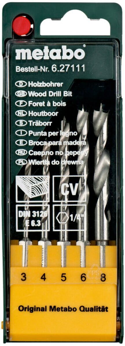 Metabo Holzbohrer-Kassette, 5-teilig E 6,3 (627111000)