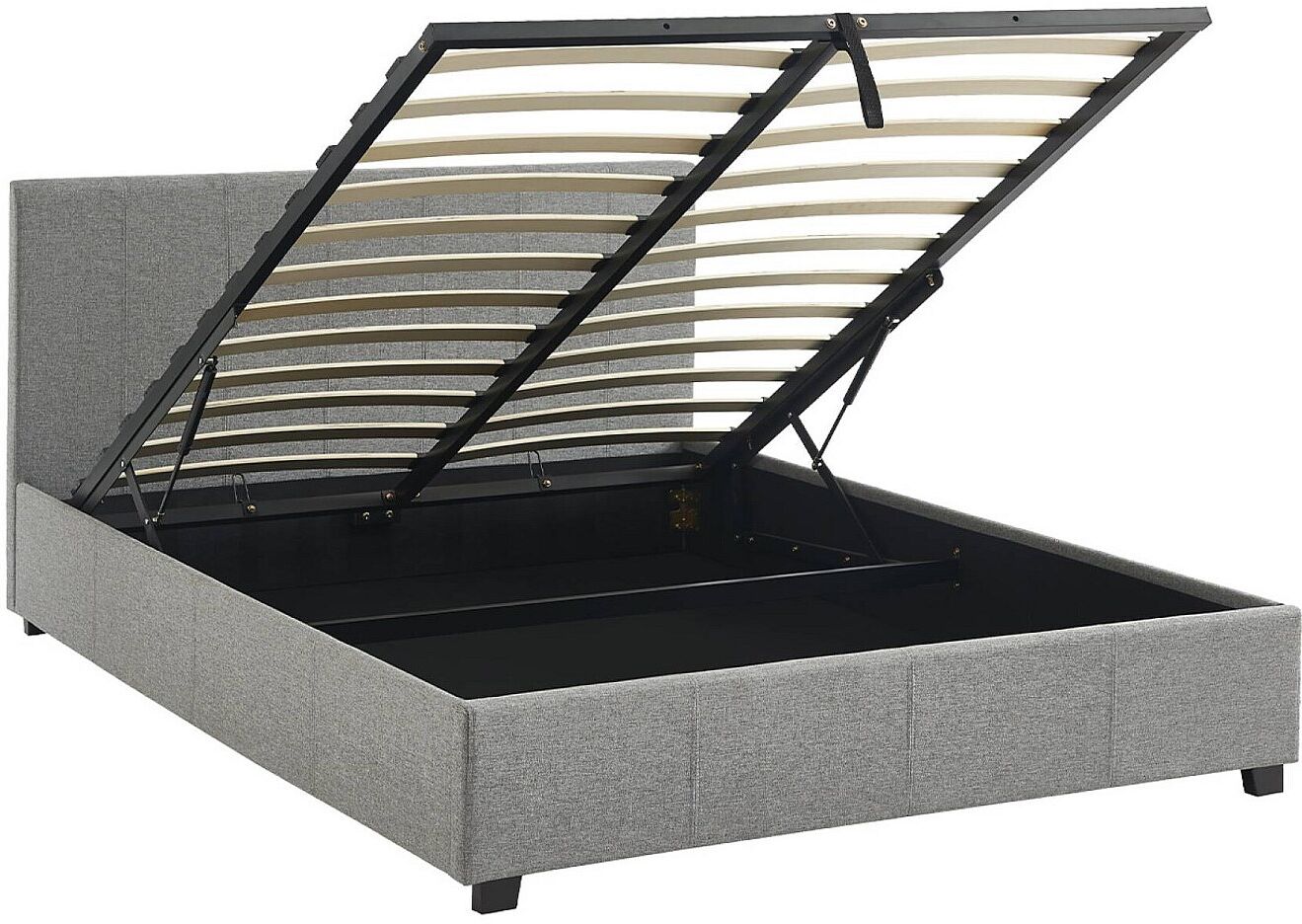 Sweeek Cama abatible de efecto madera, 140x190cm, con somier y cabecero gris