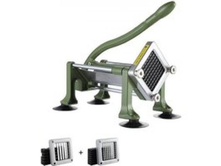 VEVOR Pommes-Frites-Schneider Kartoffelschneider mit 1/2 Zoll & 3/8-Zoll-Klinge aus Edelstahl, manueller Kartoffelschneider & Zerkleinerer mit Saugnäpfen, ideal für Kartoffeln Pommes Frites Gemüse
