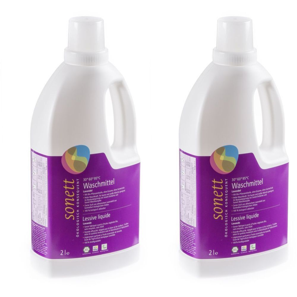 Sonett Waschmittel flü 30°-95°C Lav 2 lt x2 2x2 l Liquidum