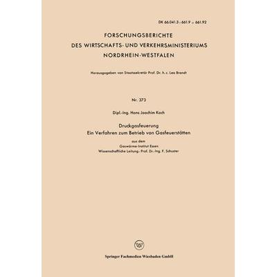 Druckgasfeuerung Ein Verfahren zum Betrieb von Gasfeuerstätten, Taschenbuch von Hans Joachim Koch, VS Verlag für Sozialwissenschaften,