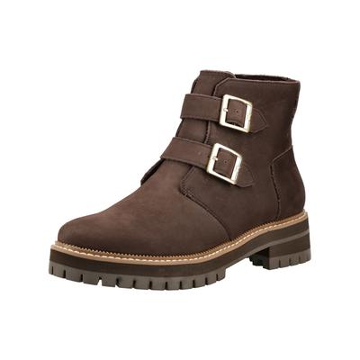 Stiefelette TOMS "TOMS Stiefelette Leder", Damen, Gr. 39, dunkelbraun, Leder, Schuhe Stiefelette