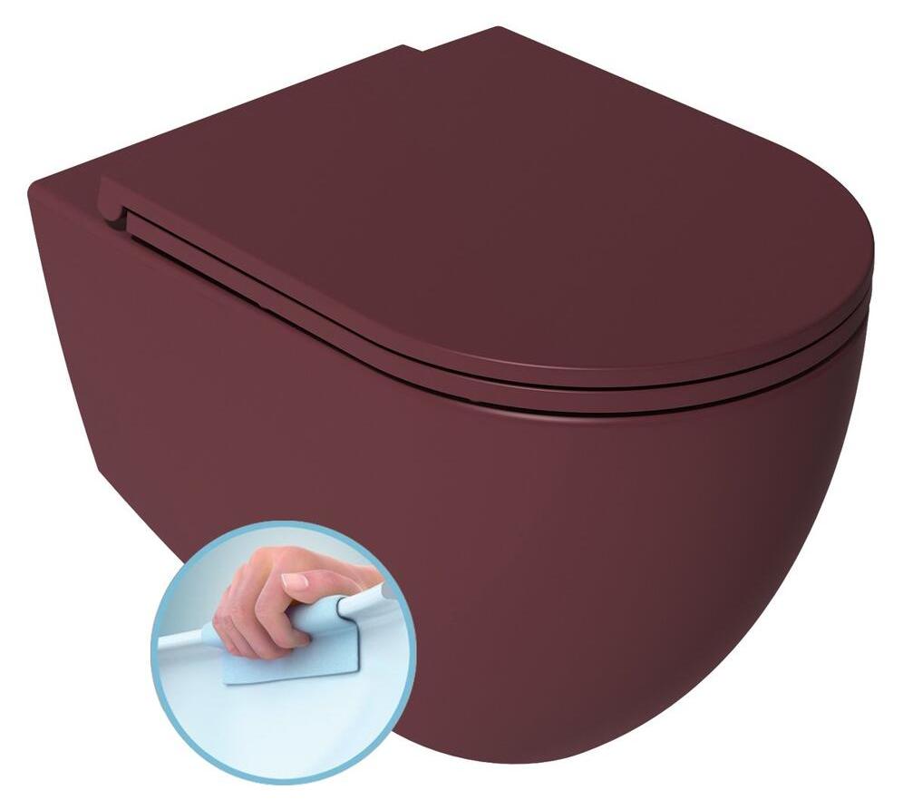INFINITY Hänge-WC, spülrandlos, 36,5x53cm, Maroon Red matt