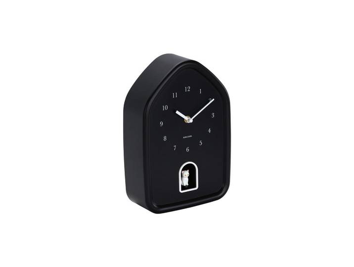 Karlsson Wanduhr Modern Kitty, Schwarz, Kunststoff, 20x29.1 cm, Schlagwerk, Dekoration, Uhren, Wanduhren