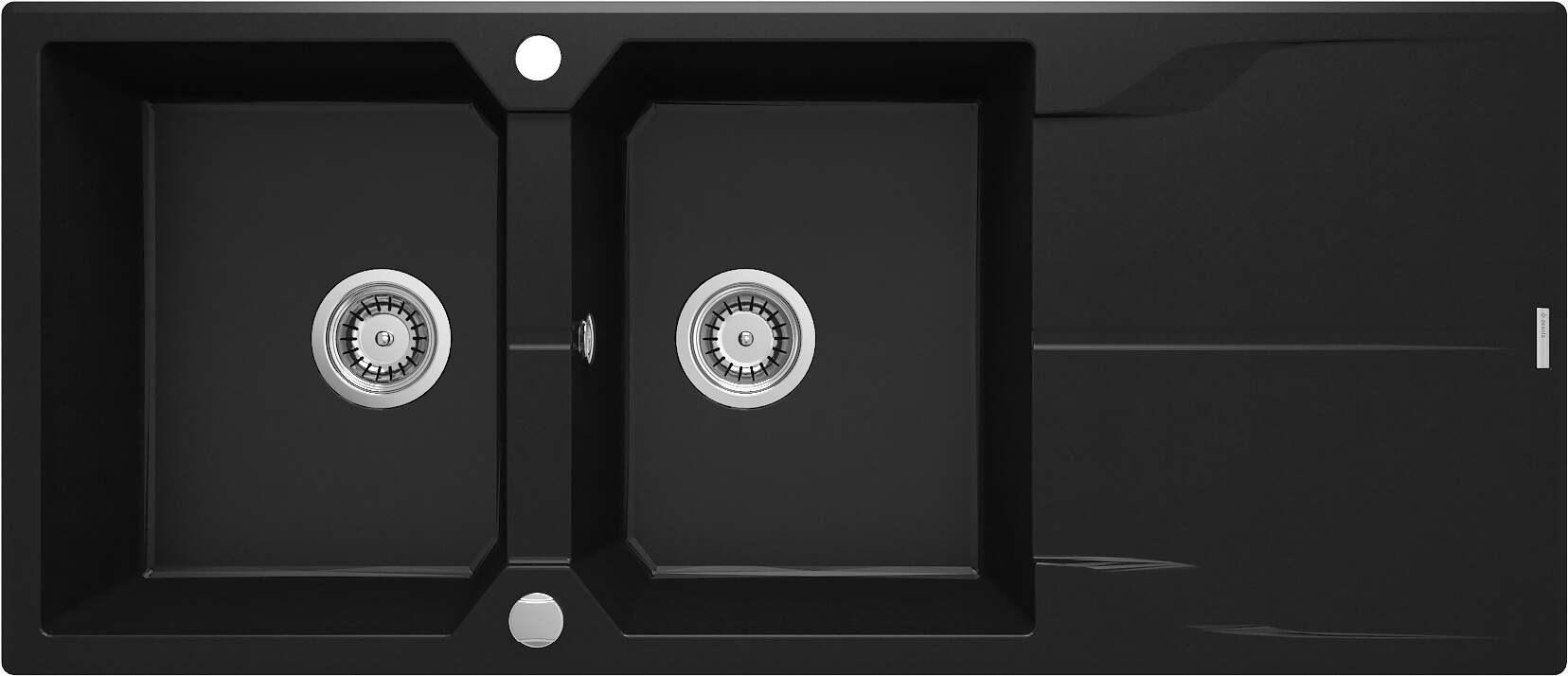 2-bowl granite sink with drainer