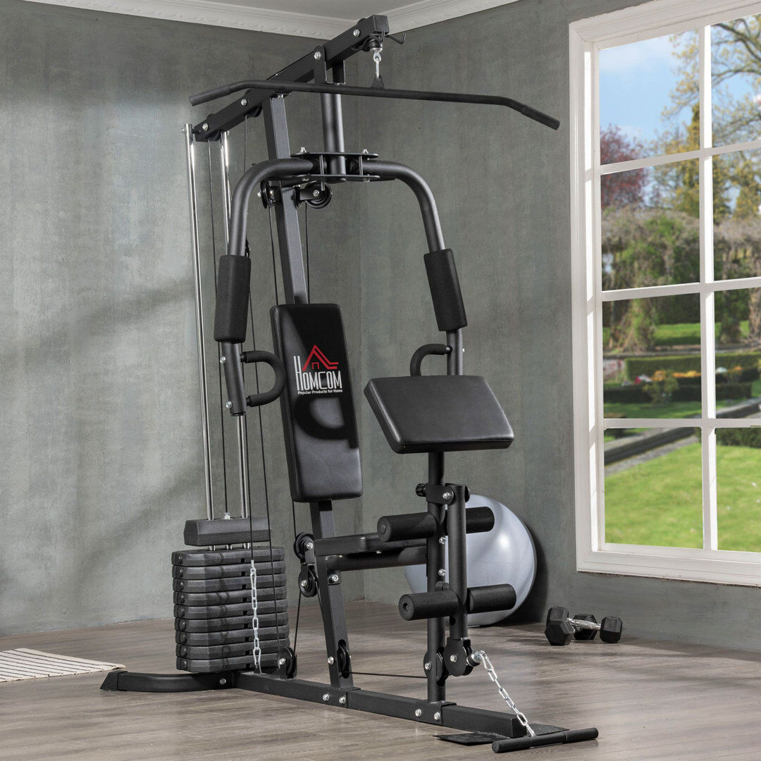 Ivy Bronx HOMCOM Multi Home Gym Machine with 45kg Weight Stack for Full Body Workout