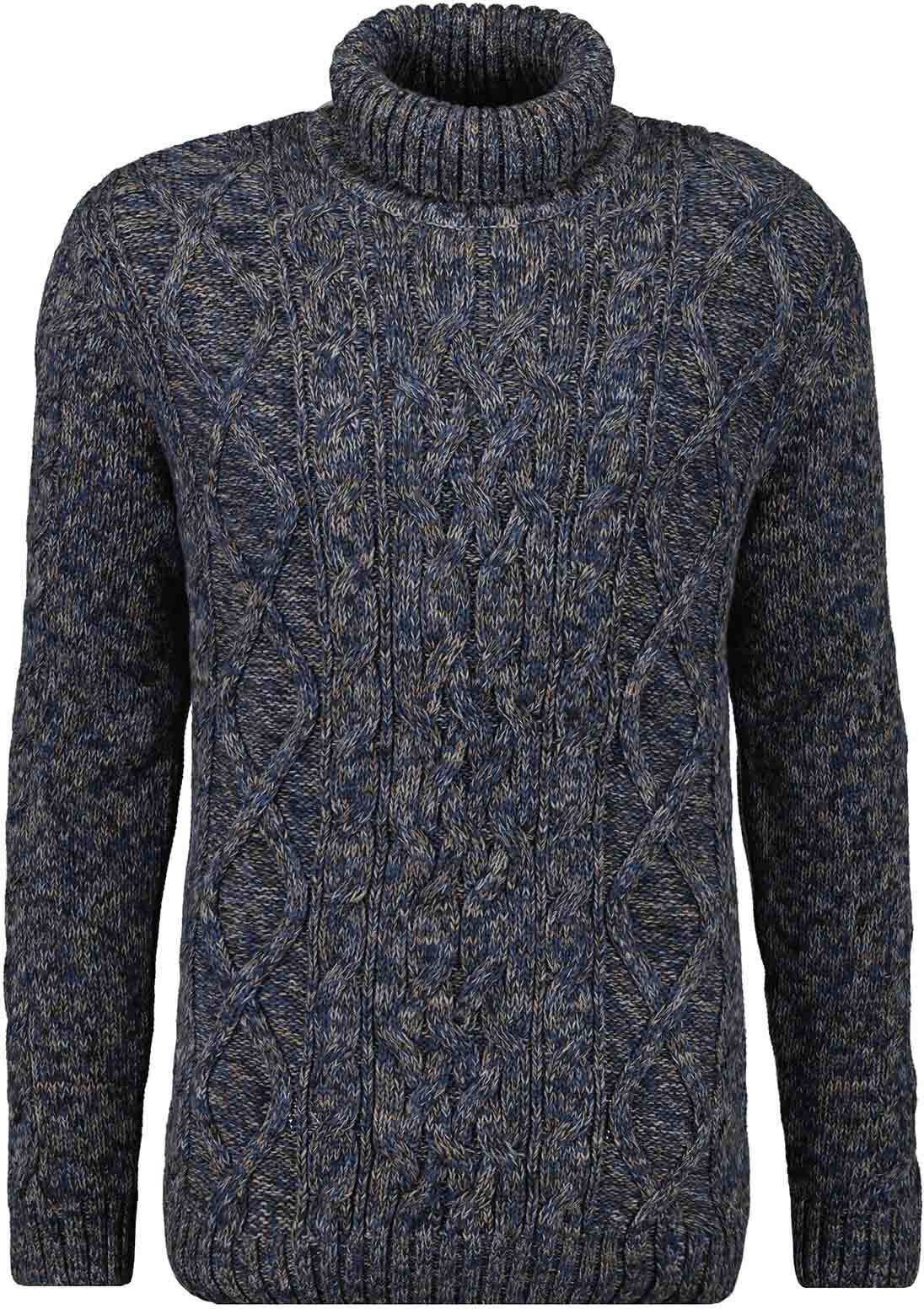 Rollkragenpullover RAGMAN, Herren, Gr. 48, blau (blau, 177), Strick, 100% Baumwolle, ohne Ausschnitt, Pullover Rollkragenpullover blau, 177 48