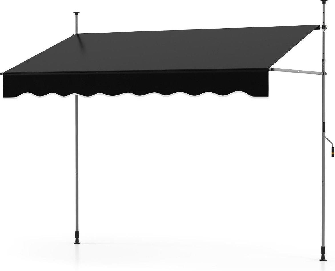 Northix Uitschuifbaar zonnescherm zwart, verstelbare hoogte, 250 cm