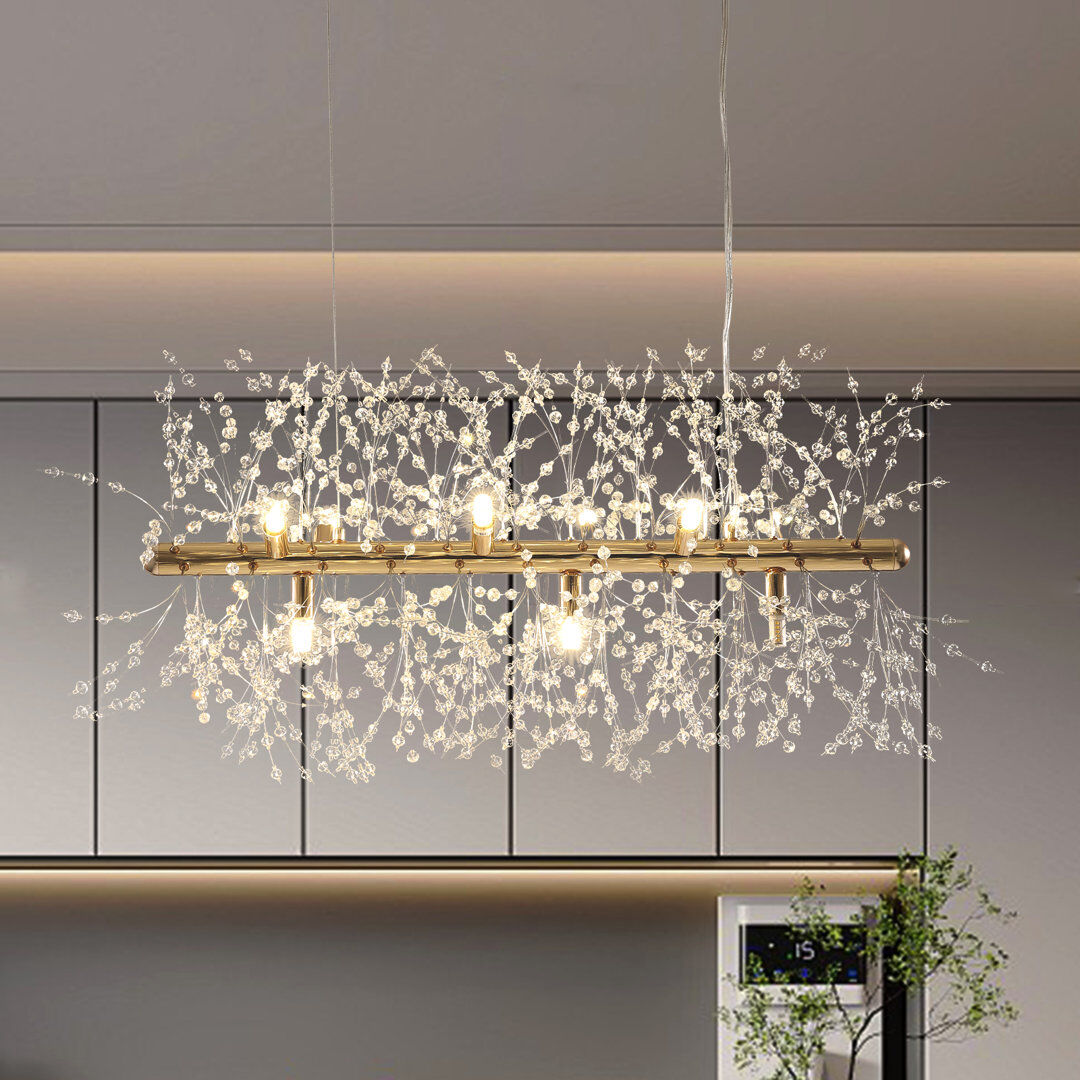 Fairmont Park Adessa Mchugh Starburst Kitchen Island Linear Pendant Crystal Firework Chandelier Gold 40cm H X 72cm W
